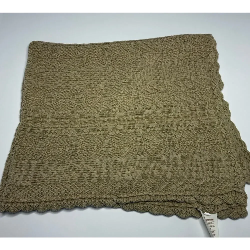 Babies R Us Brown Cable Knit Baby Blanket Cotton Ruffle Trim Geoffrey 2013